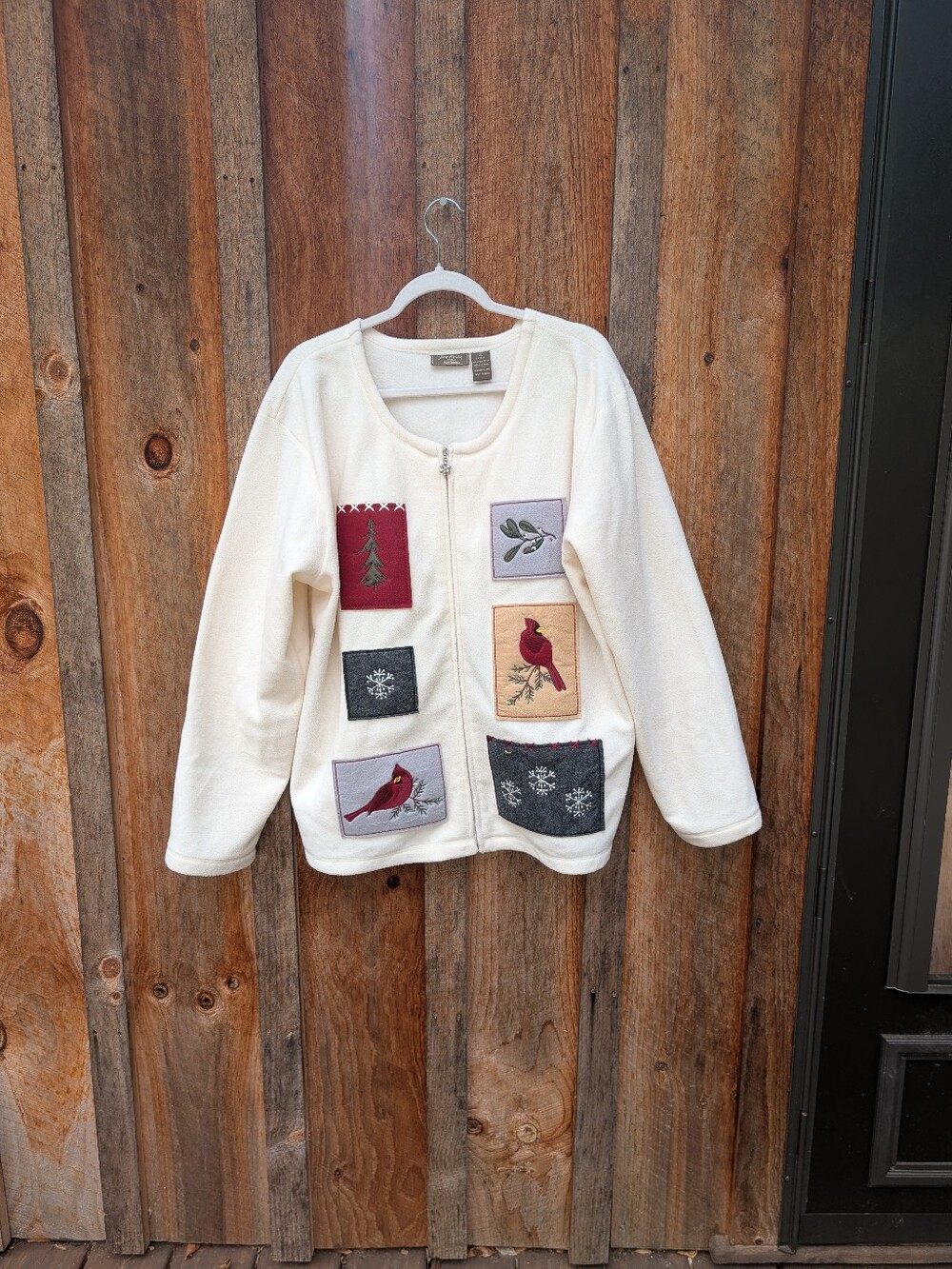 Women's Cream Zip-Front Jacket For Christmas